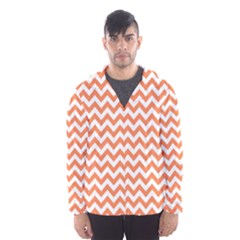 Tangerine Orange & White Zigzag Pattern Hooded Wind Breaker (men)