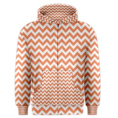 Tangerine Orange & White Zigzag Pattern Men s Zipper Hoodie