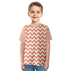 Tangerine Orange & White Zigzag Pattern Kid s Sport Mesh Tee