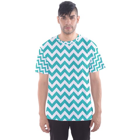 Turquoise & White Zigzag Pattern Men s Sport Mesh Tee by Zandiepants