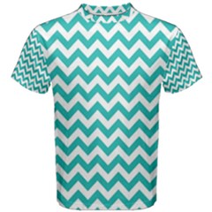 Turquoise & White Zigzag Pattern Men s Cotton Tee by Zandiepants