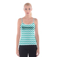 Turquoise & White Zigzag Pattern Spaghetti Strap Top