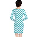 Turquoise & White Zigzag Pattern Long Sleeve Nightdress View2