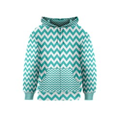 Turquoise & White Zigzag Pattern Kids  Zipper Hoodie