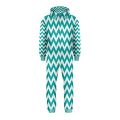 Turquoise & White Zigzag Pattern Hooded Jumpsuit (kids)