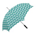 Turquoise & White ZigZag pattern Straight Umbrella View2
