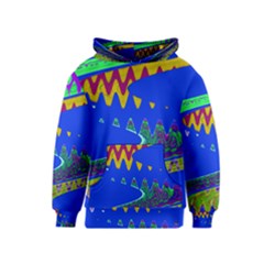 Colorful Wave Blue Abstract Kids  Pullover Hoodie