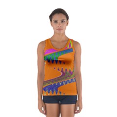 Colorful Wave Orange Abstract Tops