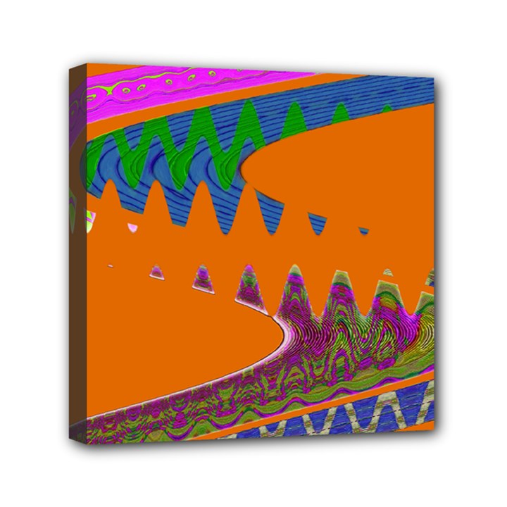 Colorful Wave Orange Abstract Mini Canvas 6  x 6 