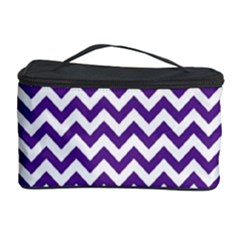 Royal Purple & White Zigzag Pattern Cosmetic Storage Case by Zandiepants