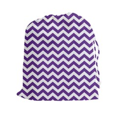 Royal Purple & White Zigzag Pattern Drawstring Pouch (xxl) by Zandiepants