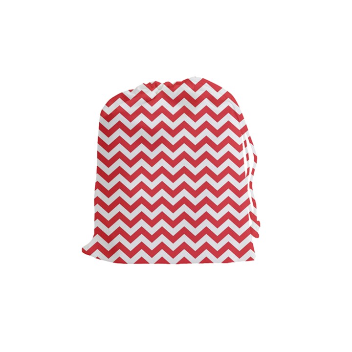 Poppy Red & White Zigzag Pattern Drawstring Pouch (Medium)