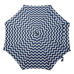 Navy Blue & White Zigzag Pattern Hook Handle Umbrella (large) by Zandiepants