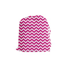 Hot Pink & White Zigzag Pattern Drawstring Pouch (medium) by Zandiepants