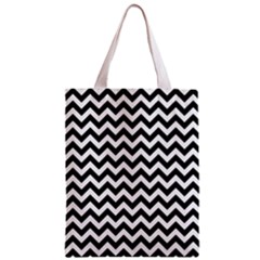 Black & White Zigzag Pattern Zipper Classic Tote Bag