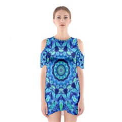 Blue Sea Jewel Mandala Cutout Shoulder Dress by Zandiepants