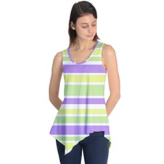 Yellow Purple Green Stripes Sleeveless Tunic by BrightVibesDesign