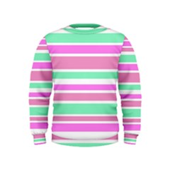 Pink Green Stripes Kids  Sweatshirt