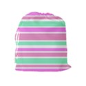 Pink Green Stripes Drawstring Pouches (Extra Large) View2