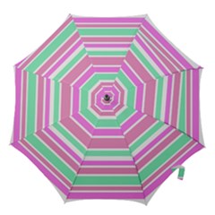 Pink Green Stripes Hook Handle Umbrellas (small) by BrightVibesDesign