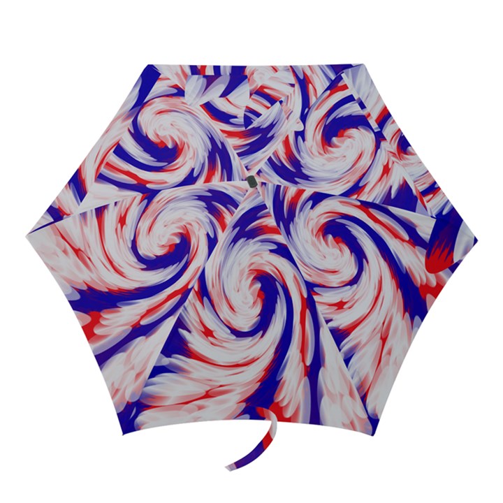 Groovy Red White Blue Swirl Mini Folding Umbrellas