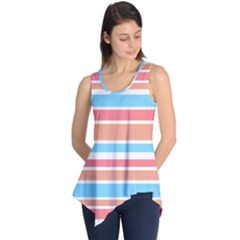 Orange Blue Stripes Sleeveless Tunic by BrightVibesDesign