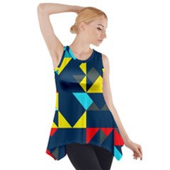 Colorful Shapes On A Blue Background                                        Side Drop Tank Tunic by LalyLauraFLM