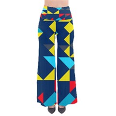 Colorful Shapes On A Blue Background                       Women s Chic Palazzo Pants by LalyLauraFLM