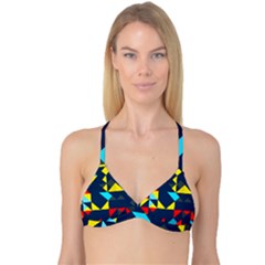 Colorful Shapes On A Blue Background                                        Reversible Tri Bikini Top by LalyLauraFLM