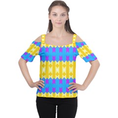 Rhombus And Other Shapes Pattern                                          Women s Cutout Shoulder Tee