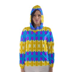 Rhombus And Other Shapes Pattern                                          Hooded Wind Breaker (women) by LalyLauraFLM
