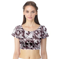 Ornate Modern Floral Short Sleeve Crop Top (tight Fit)