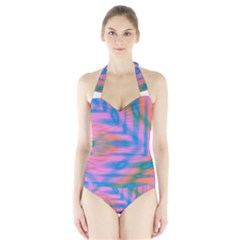 Colorful Abstract Women s Halter One Piece Swimsuit