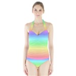 Rainbow Stripes Women s Halter One Piece Swimsuit