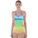 IRainbow Stripes Cut-Out One Piece Swimsuit