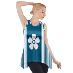 Egyptian Blue Flower  Side Drop Tank Tunic by TRENDYcouture