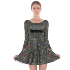 Abstract Reg Long Sleeve Skater Dress