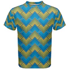 Blue And Yellow Men s Cotton Tee by FunkyPatterns