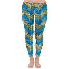 Blue And Yellow Winter Leggings  by FunkyPatterns