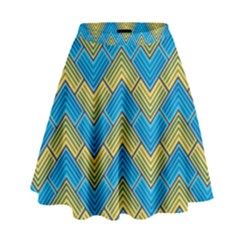 Blue And Yellow High Waist Skirt by FunkyPatterns
