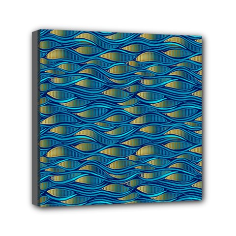 Blue Waves Mini Canvas 6  X 6  by FunkyPatterns