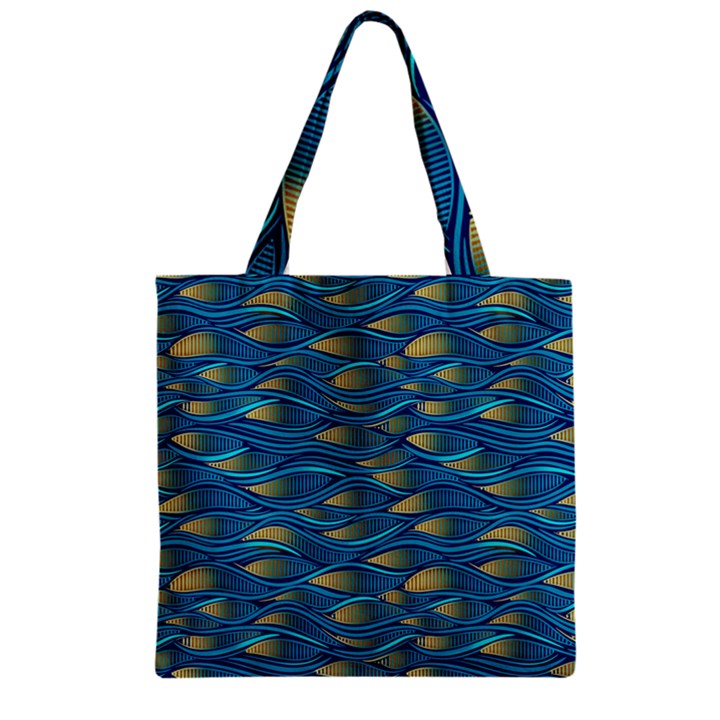 Blue Waves Zipper Grocery Tote Bag