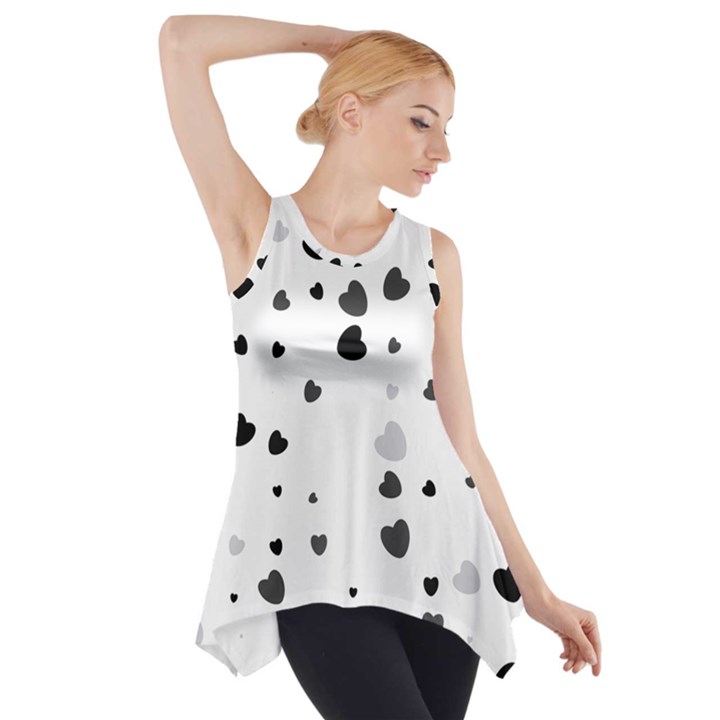 Black Hearts Side Drop Tank Tunic