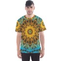 Blue Yellow Ocean Star Flower Mandala Men s Sport Mesh Tee View1