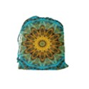 Blue yellow Ocean Star flower mandala Drawstring Pouch (Large) View2