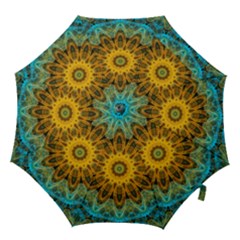 Blue Yellow Ocean Star Flower Mandala Hook Handle Umbrella (large) by Zandiepants