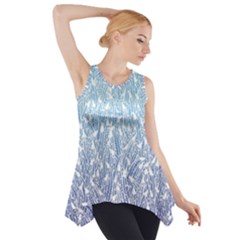 Blue Ombre Feather Pattern, White,  Side Drop Tank Tunic