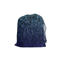 Blue Ombre Feather Pattern, Black, Drawstring Pouch (medium) by Zandiepants