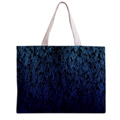 Blue Ombre Feather Pattern, Black, Zipper Mini Tote Bag