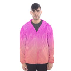 Ombre Pink Orange Hooded Wind Breaker (men) by BrightVibesDesign